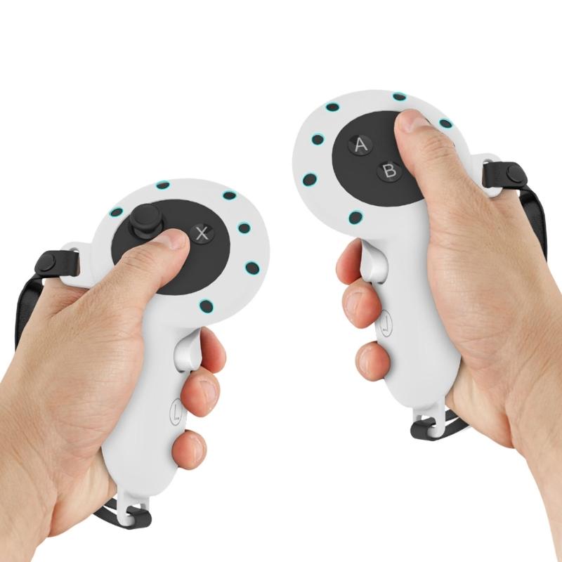 Silicone Grip Cover & Strap for Meta Quest 3 Protective Cover Touch Controllers VR Accessories