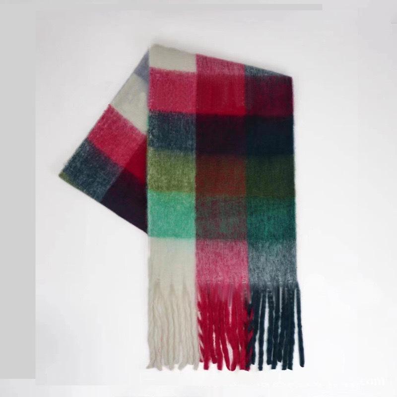 New AC plaid mohair scarf soft waxy warm scarf autumn and winter imitation cashmere shawl women