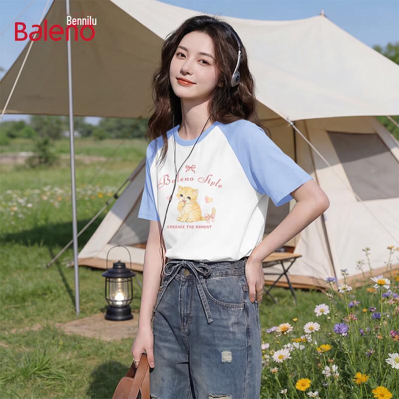 Baleno Women s Casual Cat Print Short Sleeve T-Shirt L