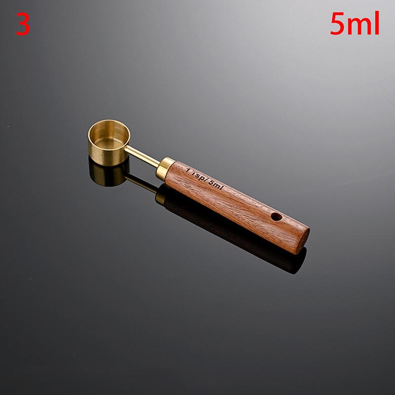 Złoty uchwyt z drewna, stal nierdzewna, miarki, łyżki, narzędzia do pieczenia, zestaw łyżek miarowych do kawy, akcesoria do wag barmańskich