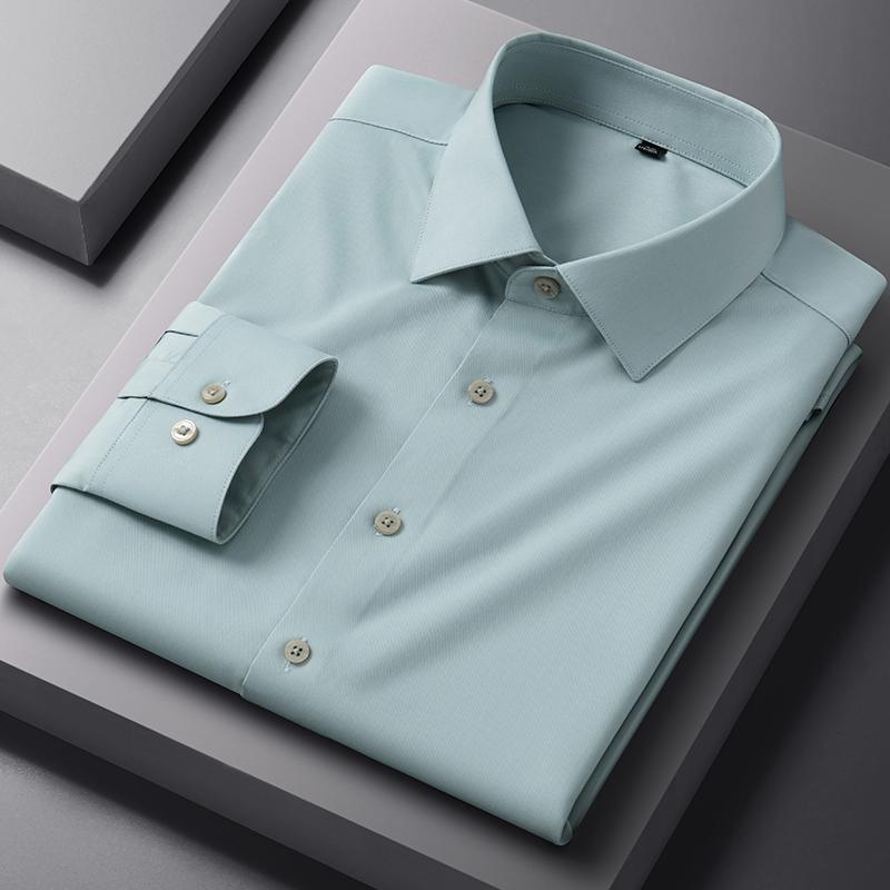 New Quality Men Shirt Bamboo Fiber Long Sleeve Anti-wrinkle Non-ironing Slim Fashion Casual Business Office White Blue Shirt 5XL