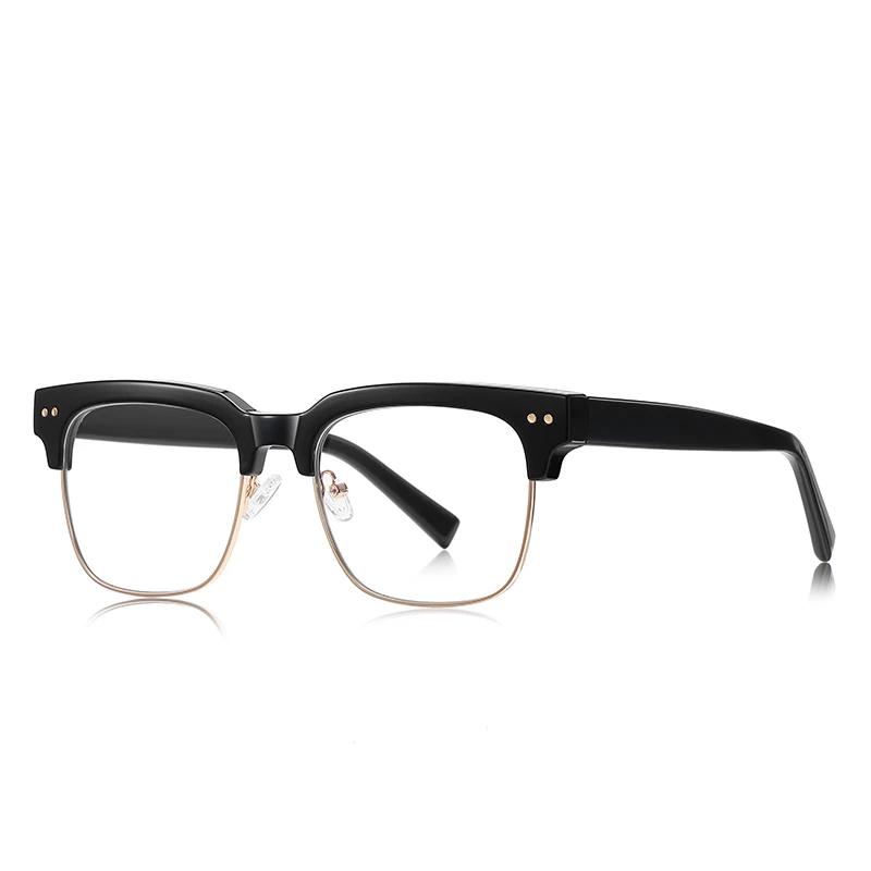 Rivet Frame Square Nearsighted Glasses For Men Blue Light Blocking Oversized Finished Glasses Nearsighted 0 -0.5 -0.75 To -6.0