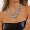 Personalized Multi-layer Square Pearl Chain Necklace Fashionable Exaggerated Metal Chain Stacked Collarbone Chain