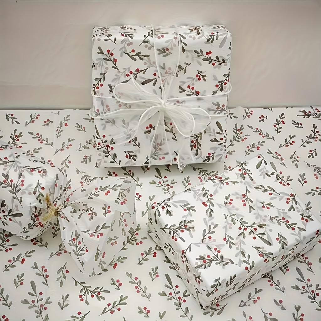 30pcs/10pcs Holly, Berry Thin Paper, Wax-Coated Gift Wrapping, Party Favor Packaging for Christmas, Thanksgiving, Birthdays