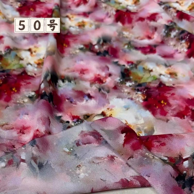 100x150cm Floral Printed Style Fabric Summer Silk Chiffon Fabric for Diy Sewing Soft Comfortable Dress Shirt Pajamas Pants