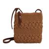 2025 wax rope woven bag hollow straw bag vacation style fashion shoulder messenger bag small bag mobile phone beach bag women