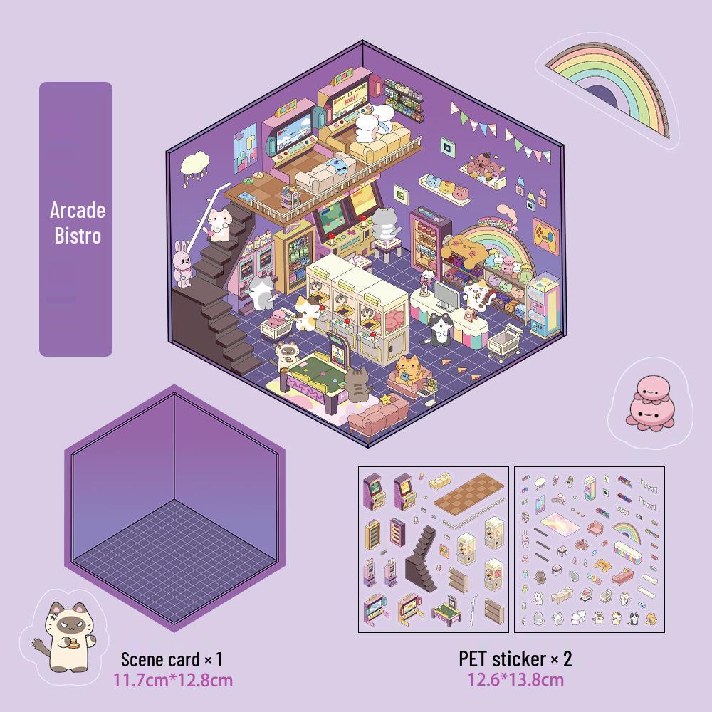 Micro Ink 3D Cartoon Decompression Stickers for DIY Miniature Scene Journals