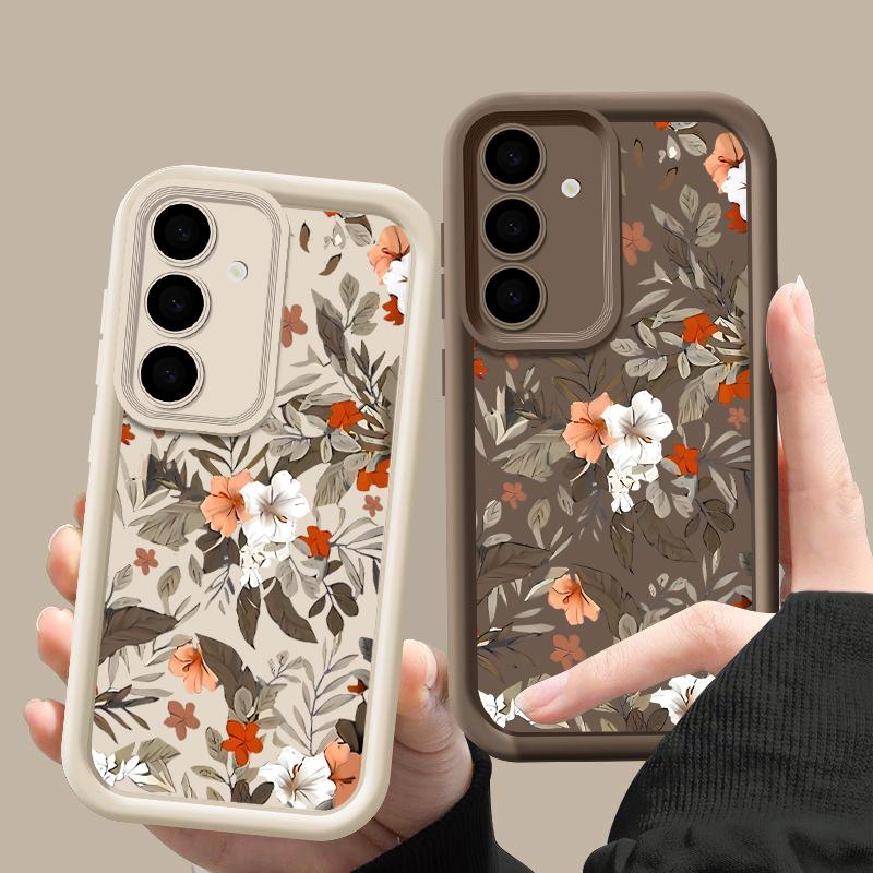 Matte, stoßfeste Handyhülle in Bonbonfarbe für Samsung S25 S24 S23 Ultra Plus S22 S21 S20 Fe A55 A54 A53 A35 A34 A25 A15 Blumenmuster TPU Soft Cover