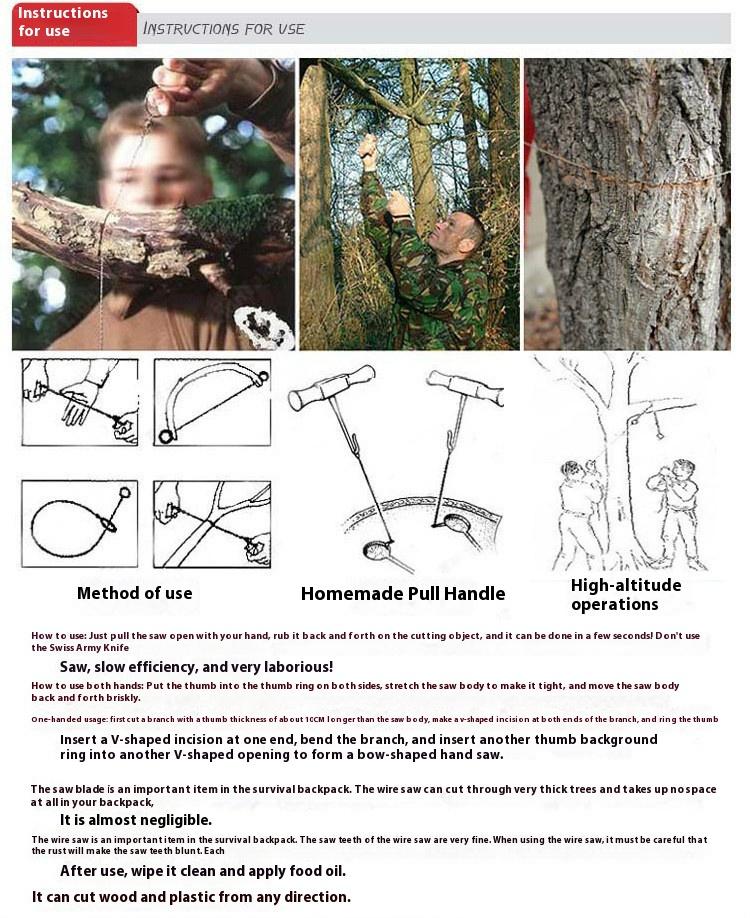 Portable Stainless Steel Wire Saw Portable PVC Pipe Cable Saw Portable Manual Chain Saw Suitable for Hiking Camping Hunting