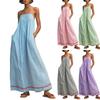 Abito Maxi da Donna Senza Maniche Estivo Casual Lungo con Spalline Sottili Vestito Lungo a Vestibilità Larga con Tasche Tessuto Leggero Traspirante