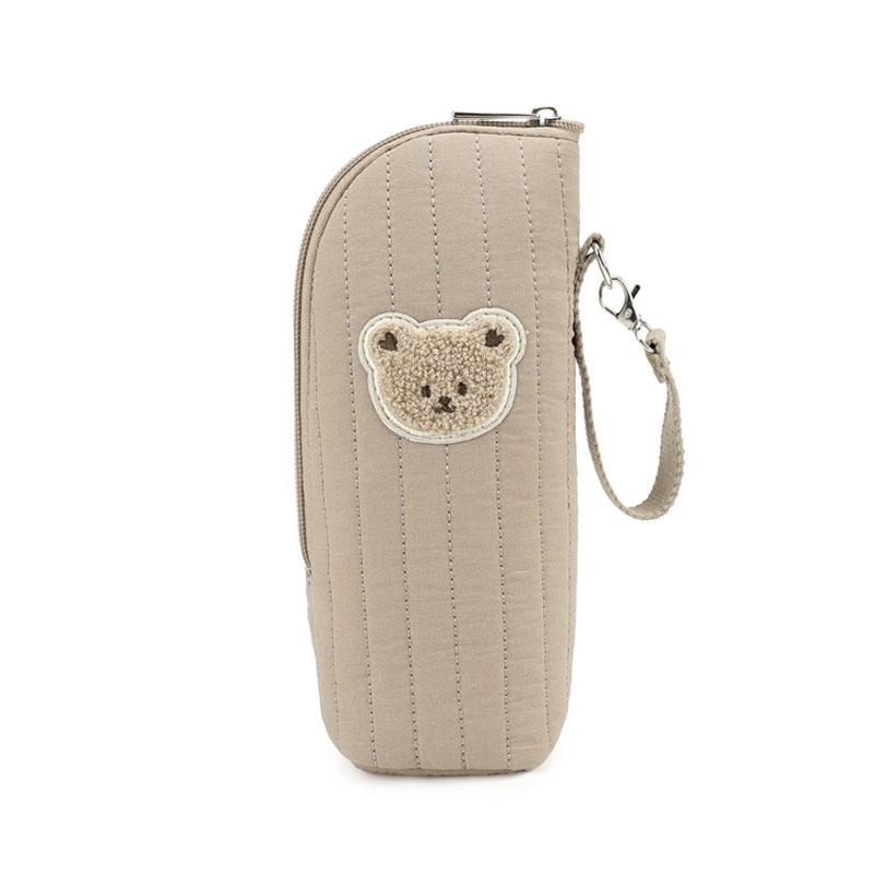 Design Baby Bottle Tote Bag With Aluminum Foil Insulation Bags Cute Bear Water Bottle Thermal Storage Pouch With Stroller Hook
