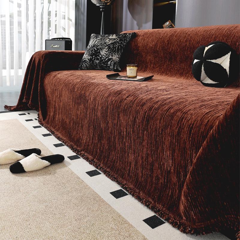 

French solid color sofa cover 2025 new four-season universal high-end anti-cat scratch all-inclusive sofa blanket 90*90cm