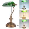 Green Glass Bankers Desk Lamp Retro Antique Library Lamp with Pull Chain Switch Plug in Fixture US Plug 110V