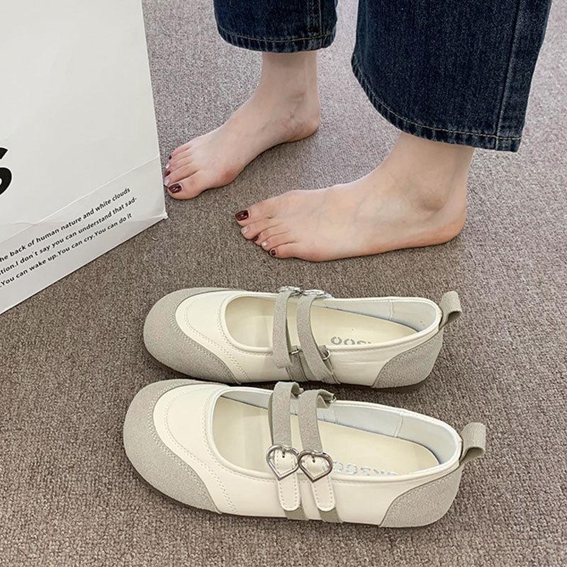 Retro Ugly Cute Flat-bottomed Big-headed Single Shoes for Women's 2025 Summer New Round Head Shallow Mouth Casual Versatile Mary Jane Shoes