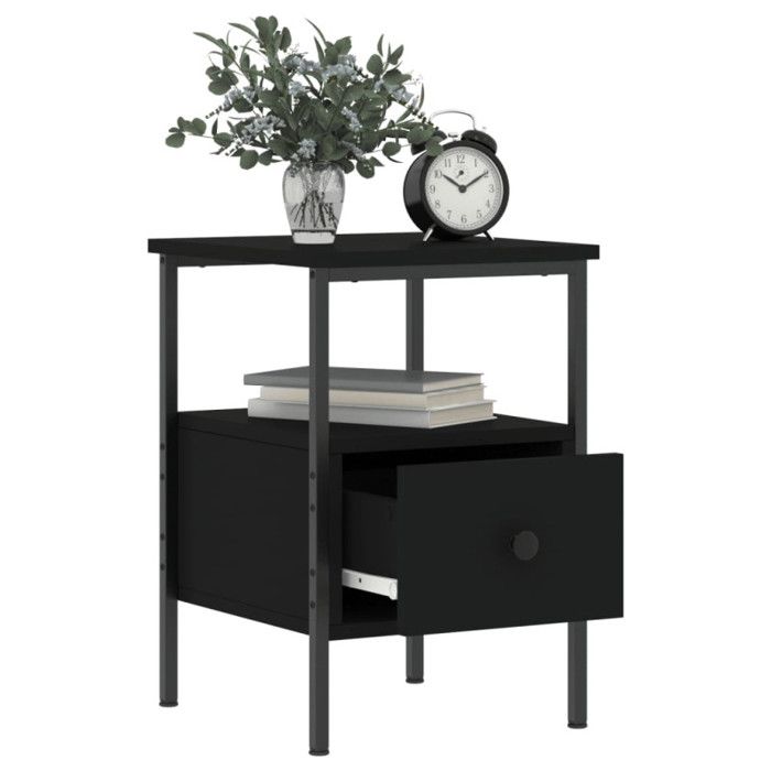 VidaXL Table de chevet noir 34x36x50 cm bois d’ingénierie 826043