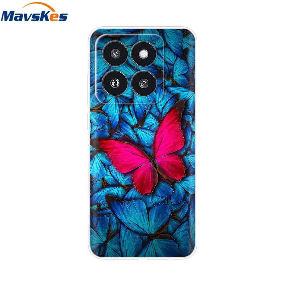 Phone Case For Xiaomi 14 Pro Case Soft Clear Painted Silicone Bumper Capa For Xiaomi 14 13T Mi 13T Pro Protect Transparent Cover