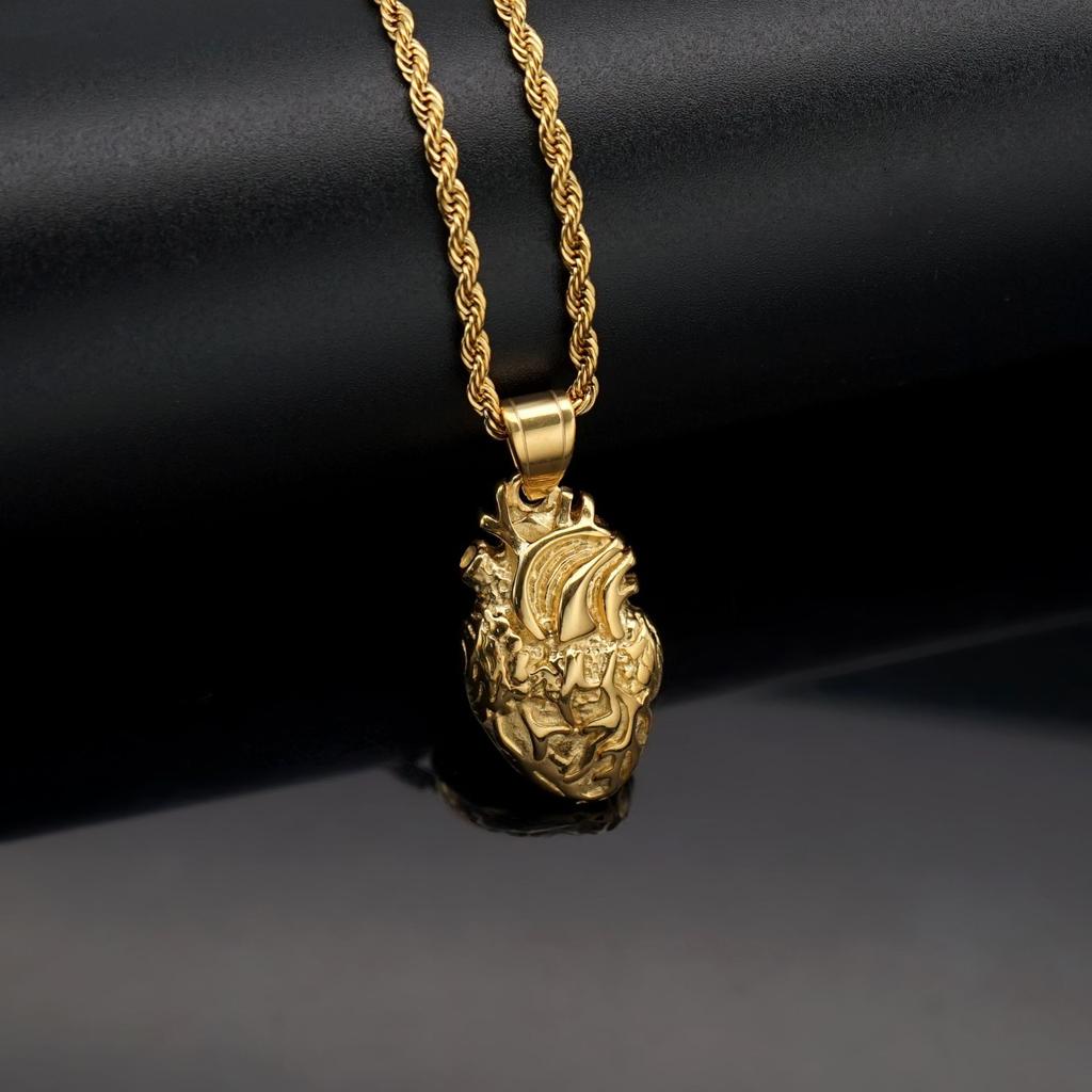 1pc Hip Hop Heart-shaped Pendant Retro Silver Gold Color Charms 316L Stainless Steel Accessories for Man Woman Jewelry Findings