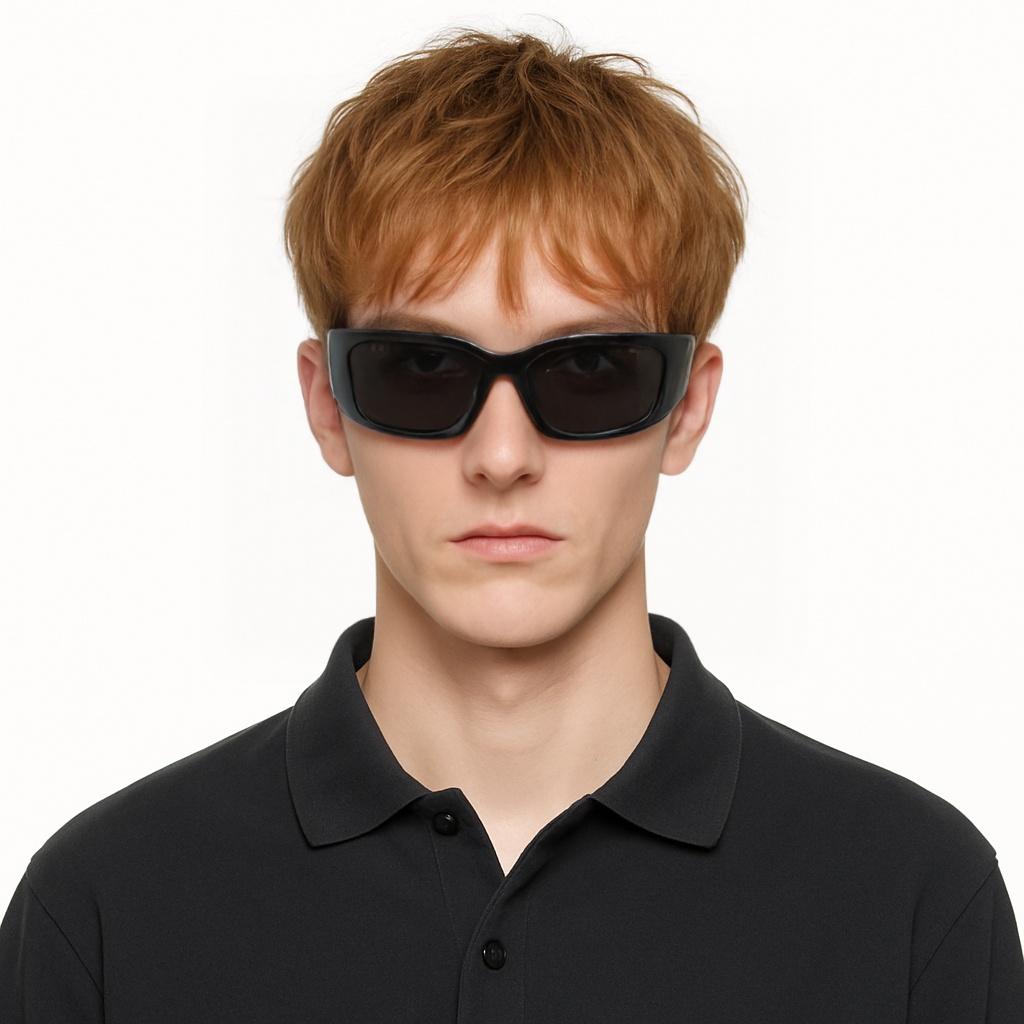 Prada Occhiali da Sole Forma Irregolare con Stampa Logo Uomo occhiali da sole Nero 0PRA19S1AB5S060
