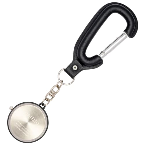 Fieldwork Women's Analog Pocket Watch with Carabiner, Leather Strap, Luminous Hands, and Luminous Dial, Coda Black, ST303-5