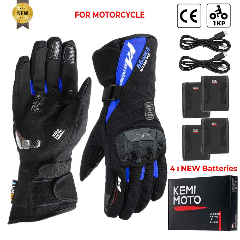 KEMIMOTO Electric Heated Gloves Winter Skiing Gloves Touch Screen Motorcycle Gloves Waterproof Rechargeable Heating Thermal