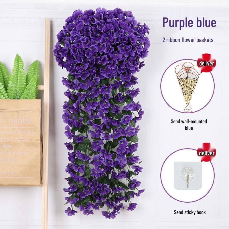 Artificial Violet Flower Vine - Silk Rose Hanging Decor for Weddings and Walls