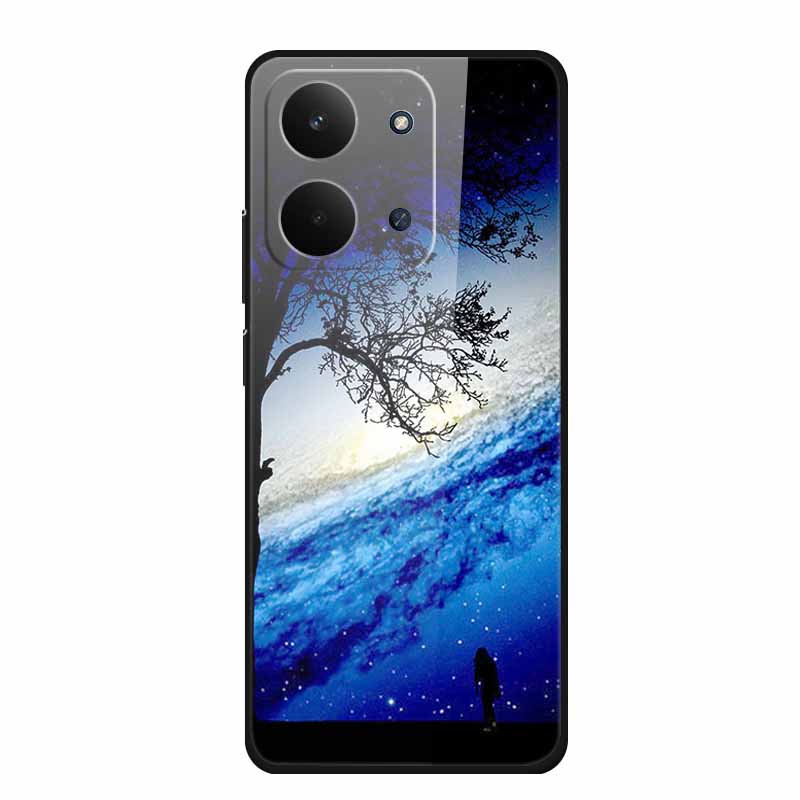 Xiaomi Redmi 15C 4G Kılıfı İçin Cam Arka Kapak 15 C Kılıf Sert Temperli Cam Kılıf Redmi 15C Telefon Kılıfı İçin Redmi15C Yumuşak Tampon
