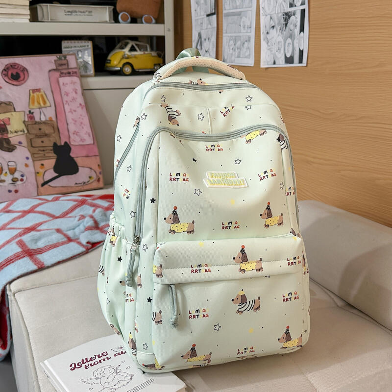 Tecknat tryck Student Skolväska Damryggsäck Stor Kapacitet Ryggsäck