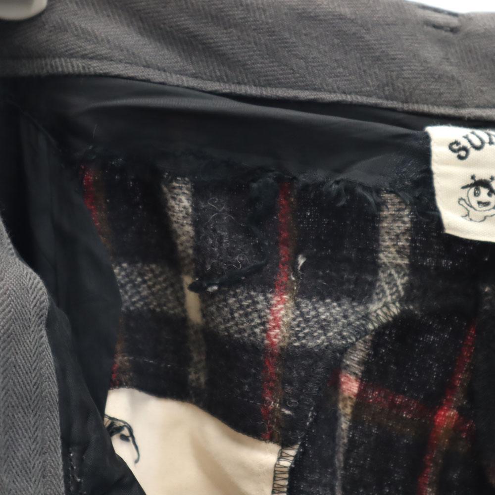 SUNSEA Made in Japan Wool Blend check Long pants 1 Black series Men's Used