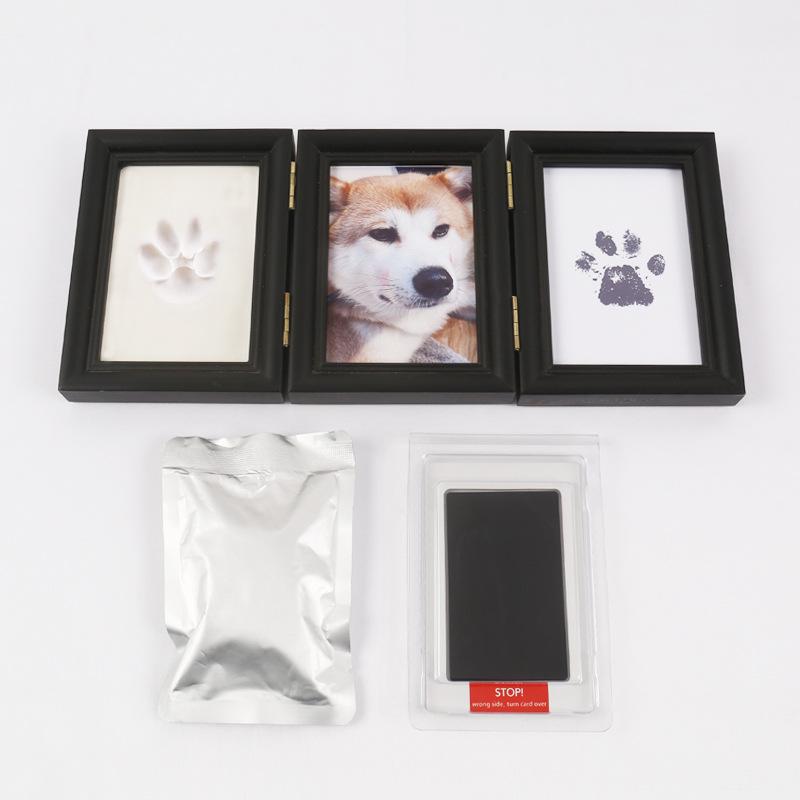 Pet Paw Print DIY Photo Frame with Handprint Clay for Cats & Dogs - Creative Souvenir Ornament