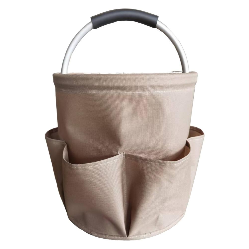 Multi-Pocket Picnic Basket Portable Bathroom Toiletry Organizer  Outdoor Camping Brown handle