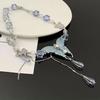 GemChic Damen-Halskette mit Anhänger, süße blaue Kristall-Schmetterlings-Halskette, Schlüsselbeinkette, Geburtstags- und Weihnachtsschmuck, Geschenk