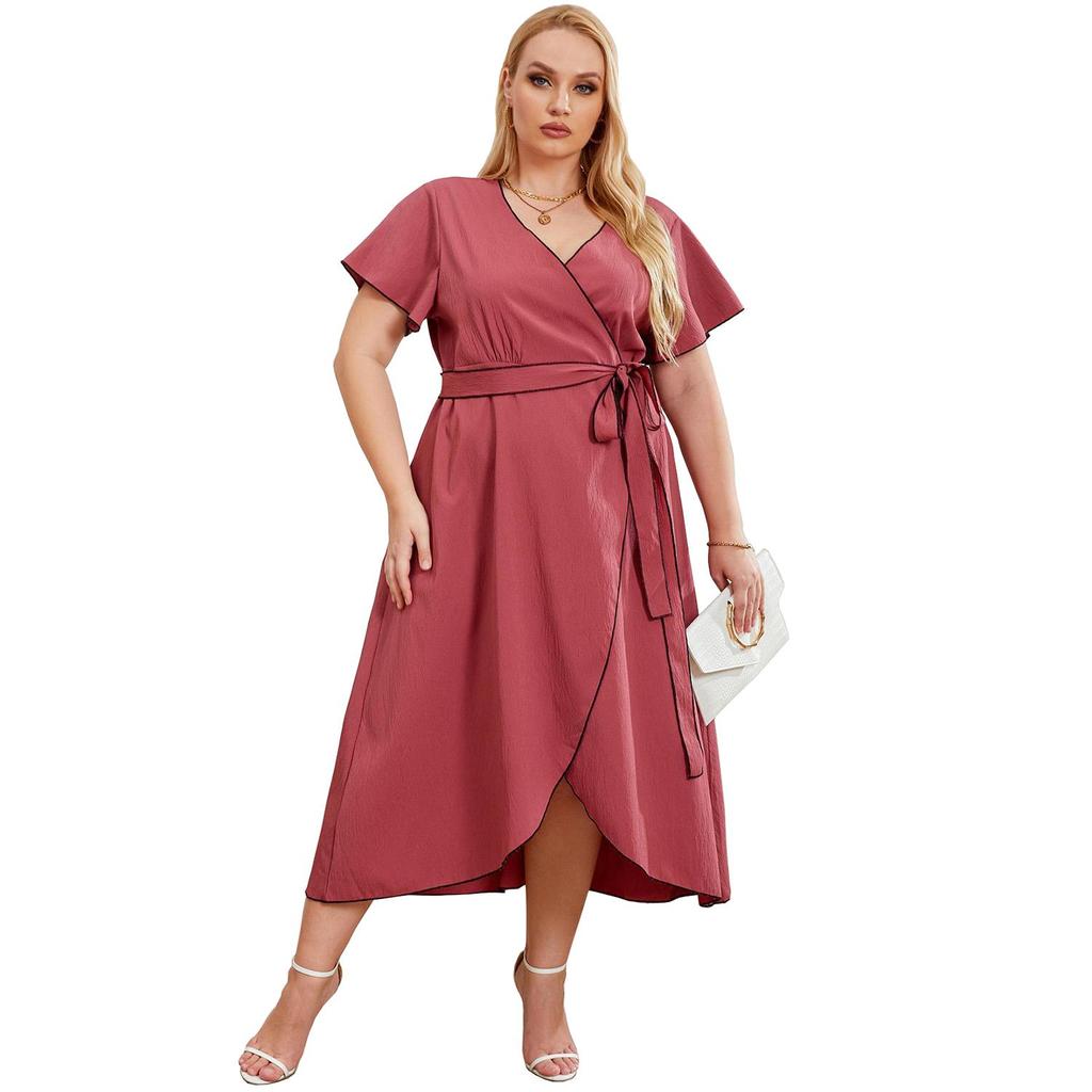 Women’s Plus Size Dresses A Line V Neck  Cardigan Lace Up Oversized Casual Midi Dress Summer Holiday Work Party Night Going Out Wear
