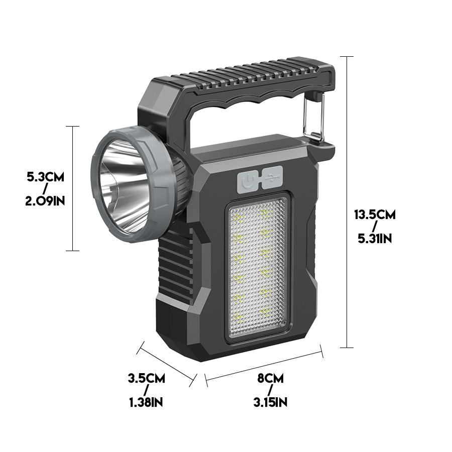 D5 Portable Powerful USB Rechargeable Flashlight Solar LED Light COB Work Light 4 Gear Charge Mobile Phone Solar Camping Lamp