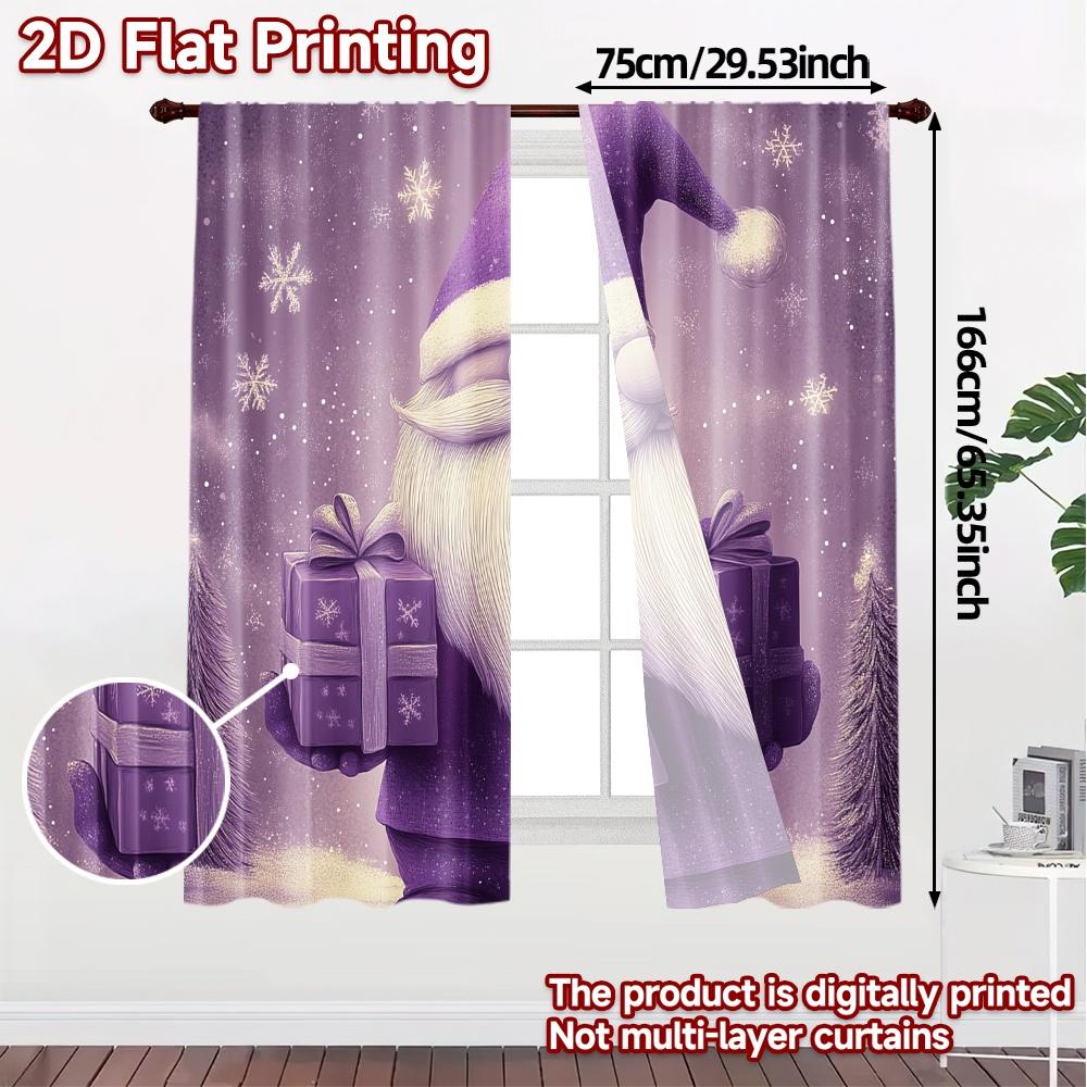2pcs,Curtains Cute Gnome Christmas Gift Snow Modern Curtains Versatile 100% Polyester Curtains All Seasons for Bedroom, Living