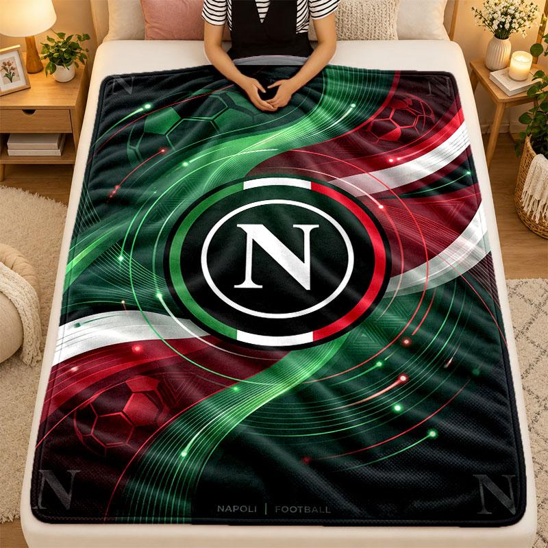 Koc Flanelowy Napoli FC Ciepły Miękki Koc Rzutowy do Użytku Wewnętrznego Sofa Łóżko Salon