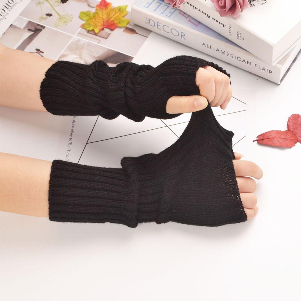 

Knitted Arm Warmer Gloves Long Fingerless Gloves Fashion Warm Arm Sleeve Women чёрный