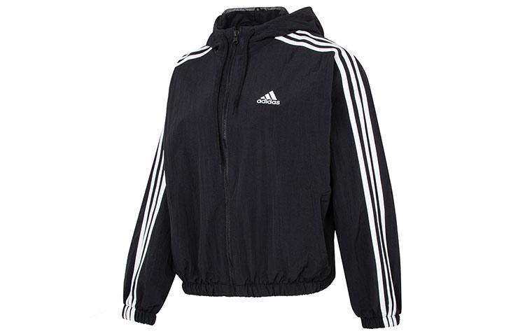 adidas Women s Essentials 3-Stripes Woven Windbreaker Black HT3399 XS