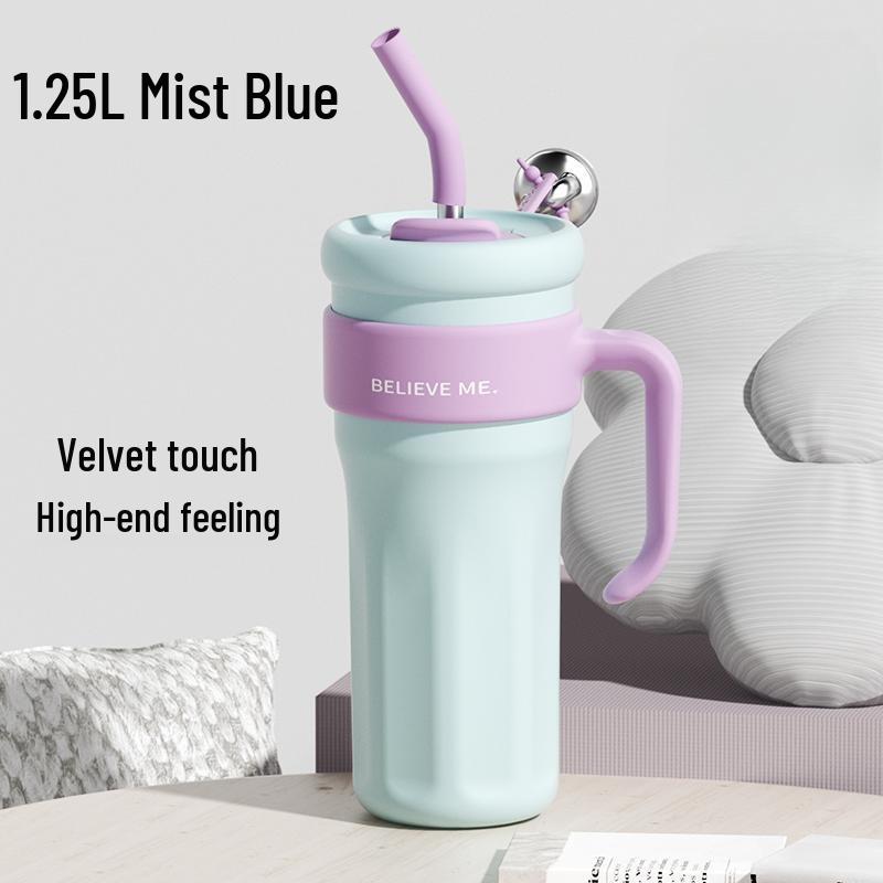 

Термос из нержавеющей стали 316 высокого класса, большой емкости, с двойными стенками и соломинкой, для холодных напитков на открытом воздухе 1250ml