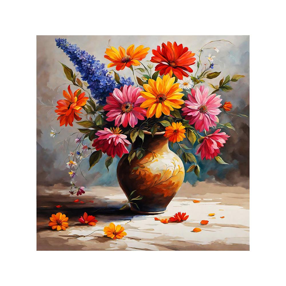 

Постер с принтом в виде вазы с астрами, красочные цветы, ботанический декор для дома, букет, произведение искусства, современное украшение для гостиной и спальни 20x20cm