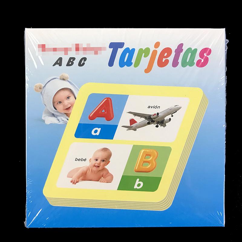 Kids Cognitive Spanish Cards Fruit/Letter/Number/Shape/Animal/Color Baby Learning Word Card Preschool Education Montessori Gifts