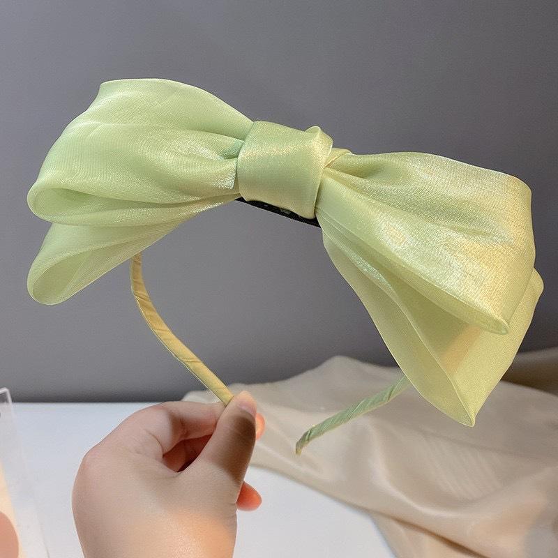 1Pcs Hair Accessories Spring/Summer Girl Glossy Bow Bezel Headband Solid Color Hair Band For Women