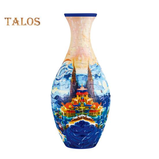 

3D пазл ваза DIY ручной работы Цветочный замок Морская волна Лодка Принт Цветочные растения Держатель Контейнер Детская развивающая головоломка Строительная игрушка B