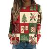 Women's Fashion Casual Long Sleeve Christmas Printed Neck Sweatshirt Top