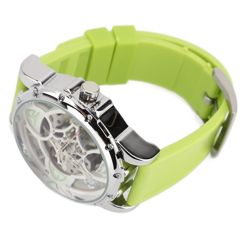 Automatic Mechanical Watch Four Leaf Clover Pattern Double Skeleton Dial 30M Water Resistance