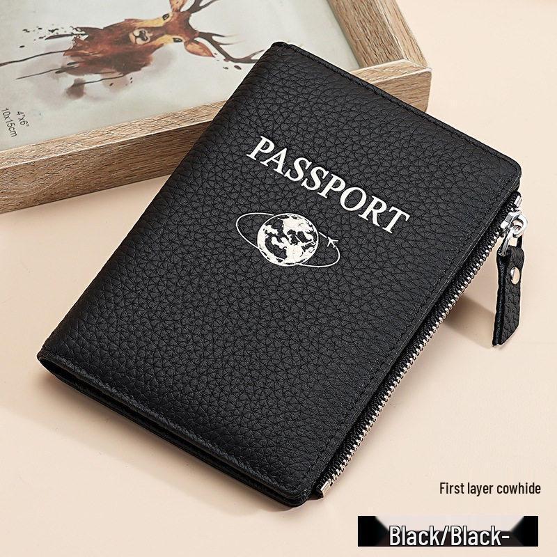 New RFID Anti-Theft Passport & Document Holder with Lychee Pattern - Multi-functional and Portable