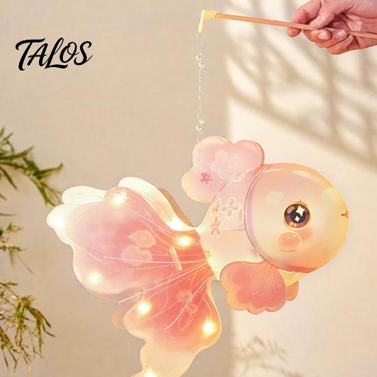 Handheld Lantern for Kids DIY Mid Autumn Goldfish Kit Kids, Glowing Fish Paper Lamp Parent Child Handicraft Activity with LED Light Traditional