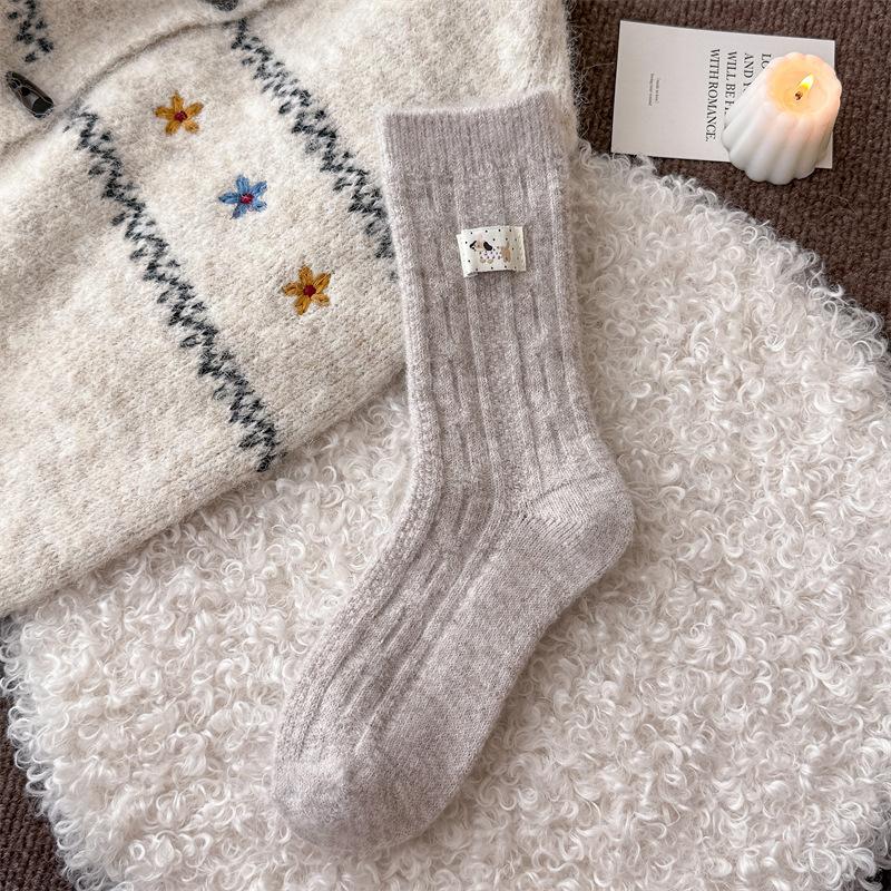 Wool Thick Thread Cloth Label Dachshunda Dog Pile Socks Thick Warm Medium Socks College Wind Moon Socks