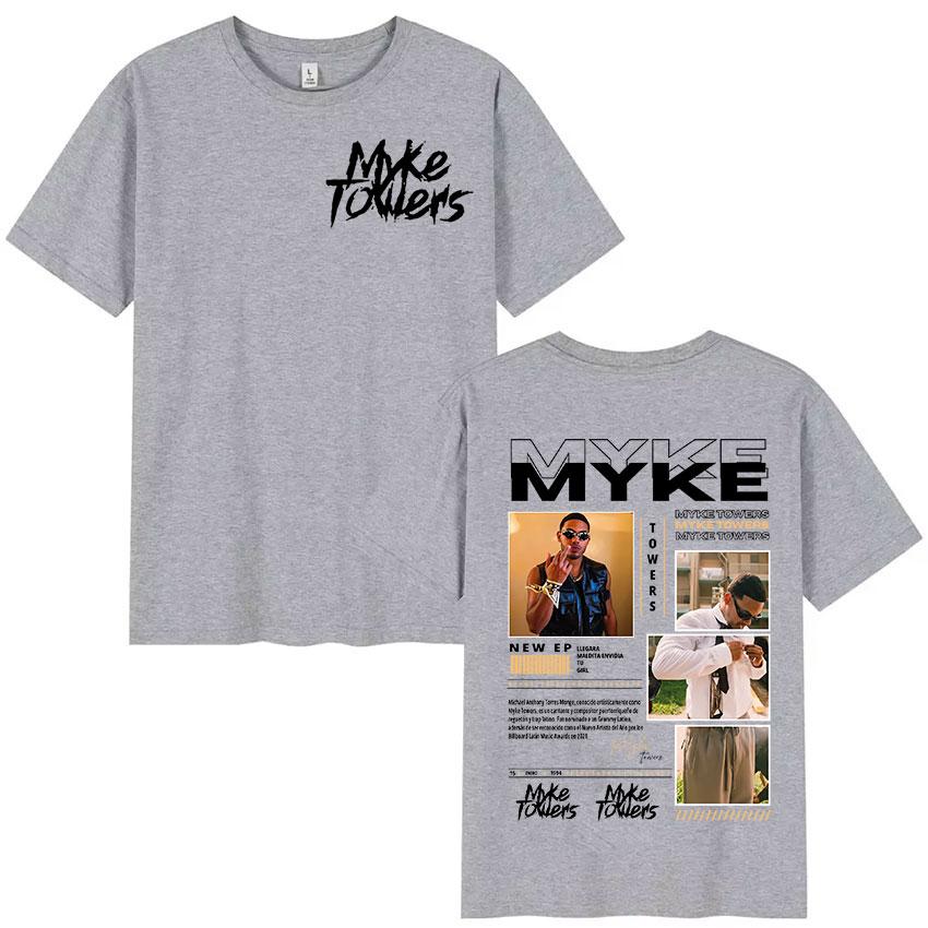 Rapper MYKE TOWERS Album 2025 Retro Graphic T Shirts Mens Hip Hop Pop Music Clothing Tshirt Man 100 Cotton Short Sleeve Tees
