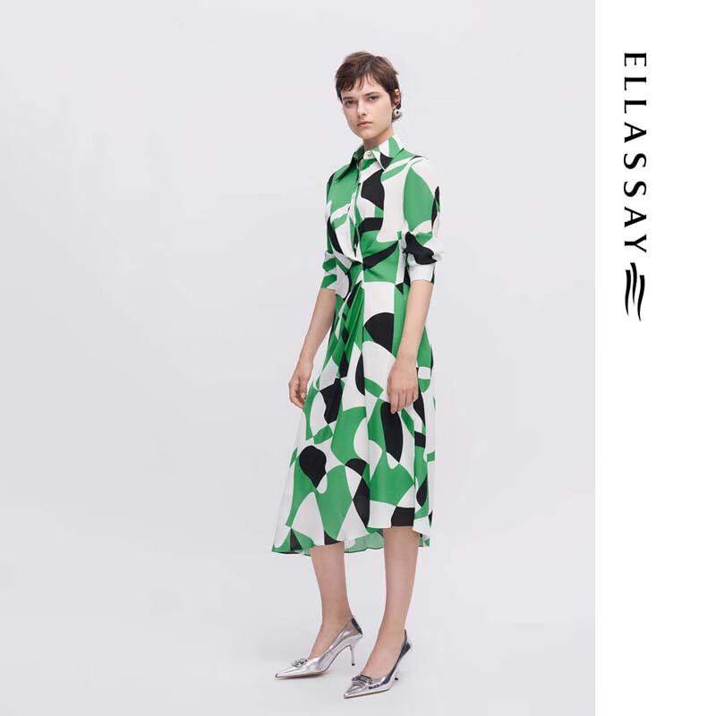 ELLASSAY 3D Tailored Waist-Cinching Mid-Length Dress
