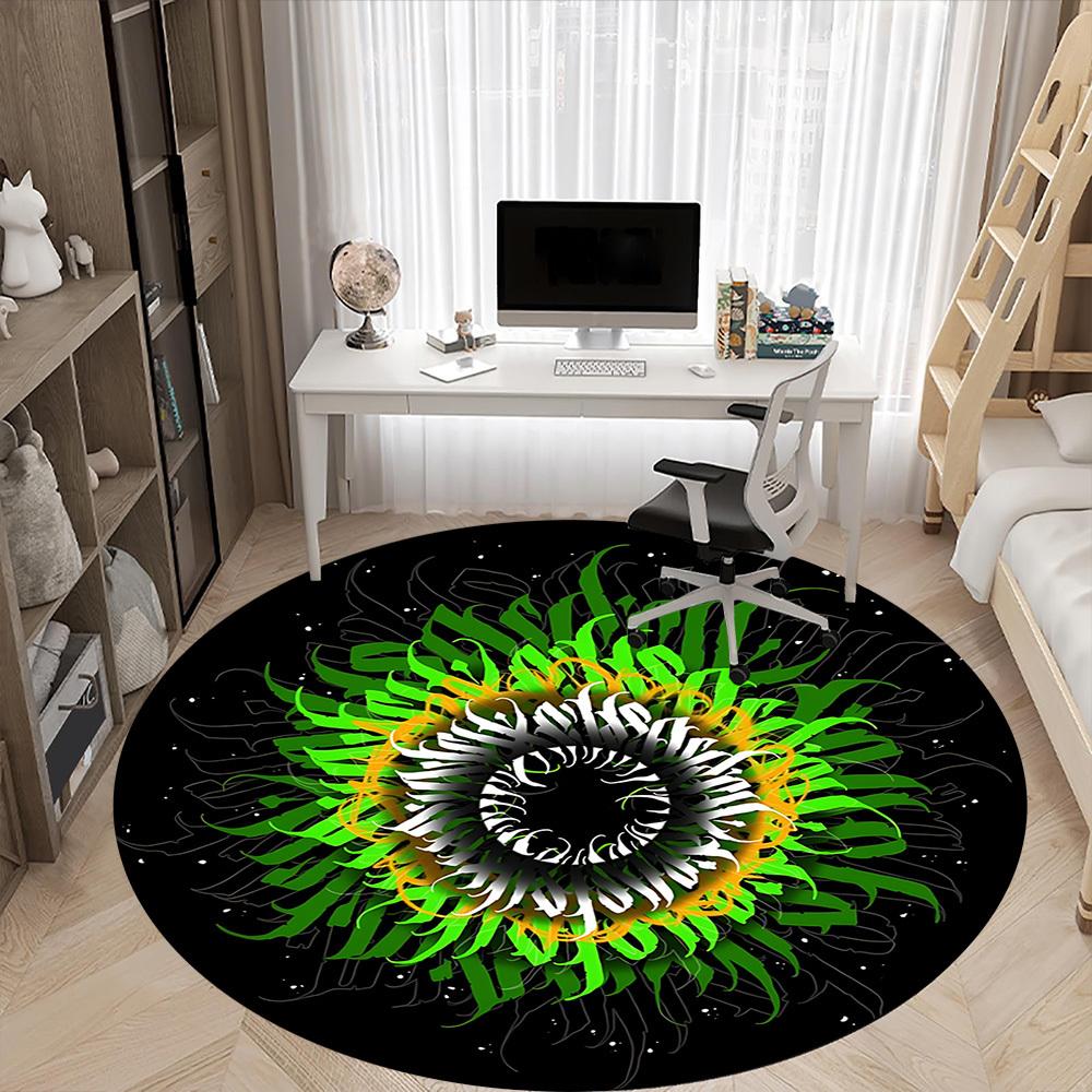 1pc Abstract Artwork Chair Carpet for Office, Round Non Slip Durable Large Size Office Carpet, Suitable for Office